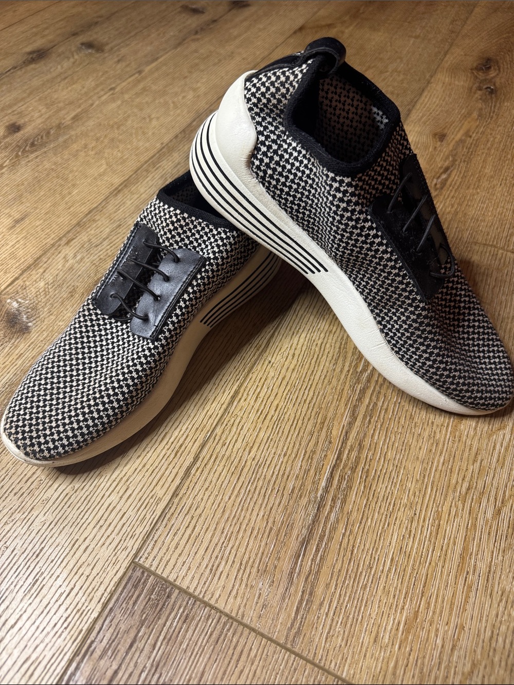 Kendall & Kylie Black and White Knit Slip-On Sneakers